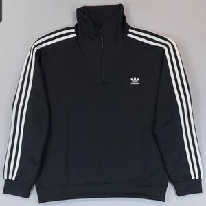 Adidas Black Half-Zip Pullover with White Stripes